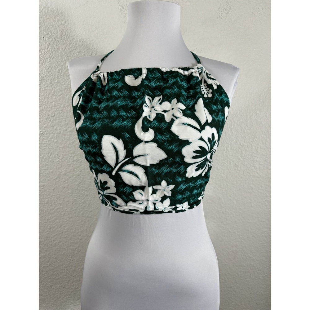 Indocraft Imports Halter Top Womens Medium Floral Hawaiian Boho Rayon Summer Bea